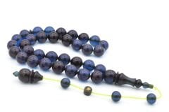 Ömer Mekik İmzalı Küre Kesim Lacivert Ateş Kehribar Tesbih