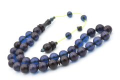 Ömer Mekik İmzalı Küre Kesim Lacivert Ateş Kehribar Tesbih