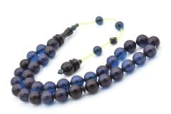 Ömer Mekik İmzalı Küre Kesim Lacivert Ateş Kehribar Tesbih