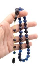 Ömer Mekik İmzalı Küre Kesim Lacivert Ateş Kehribar Tesbih