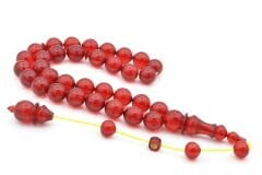 Ömer Mekik İmzalı Küre Kesim Kırmızı Ateş Kehribar Tesbih