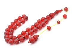 Ömer Mekik İmzalı Küre Kesim Kırmızı Ateş Kehribar Tesbih