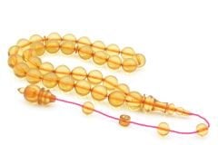 Ömer Mekik İmzalı Küre Kesim Şeffaf Ateş Kehribar Tesbih