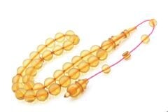 Ömer Mekik İmzalı Küre Kesim Şeffaf Ateş Kehribar Tesbih