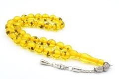 Küre Kesim Karınca Fosilli Toz Kehribar Tesbih 10 Mm