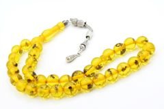 Küre Kesim Karınca Fosilli Toz Kehribar Tesbih 10 Mm