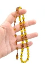 Ahmet Mstef Yapımı Beyzi Açık Yeşil Ateş Kehribar Tesbih