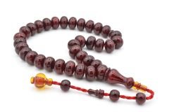 Ahmet Emin Yapımı Osmanlı Model Vişne Sıkma Kehribar Tesbih 003