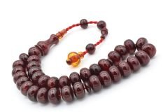 Ahmet Emin Yapımı Osmanlı Model Vişne Sıkma Kehribar Tesbih 003