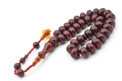 Ahmet Emin Yapımı Osmanlı Model Vişne Sıkma Kehribar Tesbih 003