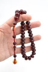 Ahmet Emin Yapımı Osmanlı Model Vişne Sıkma Kehribar Tesbih 003