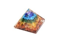 Hakiki Doğal 7 Farklı Çakra Taşlı Orgonit Piramit