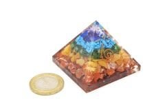 Hakiki Doğal 7 Farklı Çakra Taşlı Orgonit Piramit