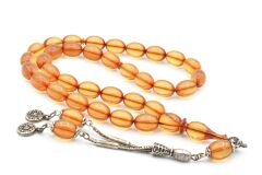 0.6 Şeffaf Delim Beyzi Kesim Şeffaf Ateş Kehribar Tesbih