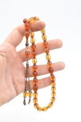 0.6 Şeffaf Delim Beyzi Kesim Şeffaf Ateş Kehribar Tesbih