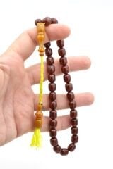 Zeyzun İmzalı Fıçı Kesim Kahverengi Sıkma Kehribar Tesbih