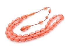 Bünyamin Usta İmzalı Beyzi Pembe Ateş Kehribar Tesbih