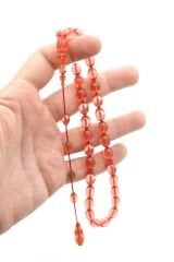 Bünyamin Usta İmzalı Beyzi Pembe Ateş Kehribar Tesbih