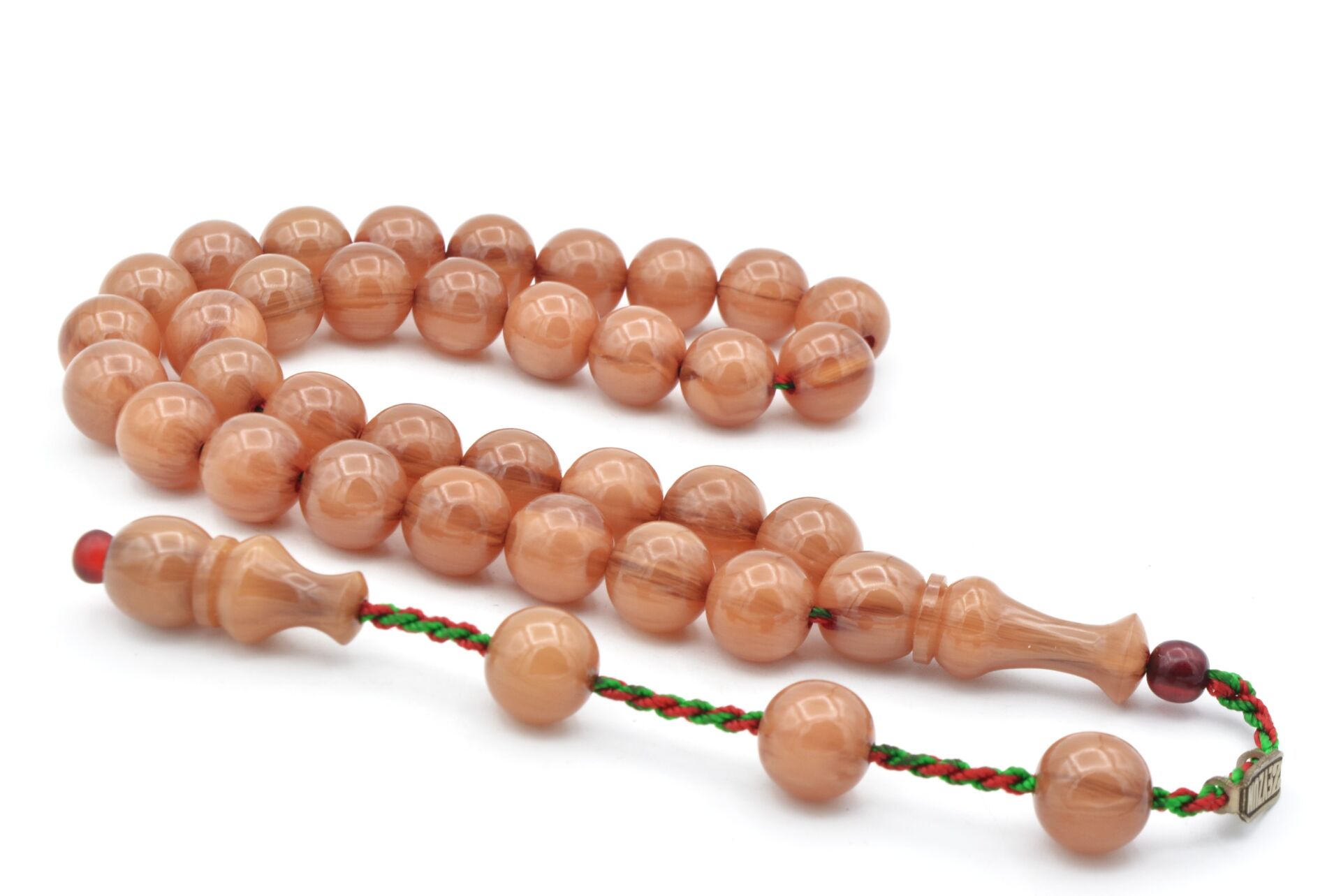 Zeyzun İmzalı Küre Kesim Beyaz Sıkma Kehribar Tesbih 003