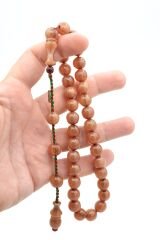 Zeyzun İmzalı Küre Kesim Beyaz Sıkma Kehribar Tesbih 003