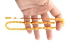 Usta İşi Sistemli Buğday Kesim Patinli Sıkma Kehribar Tesbih