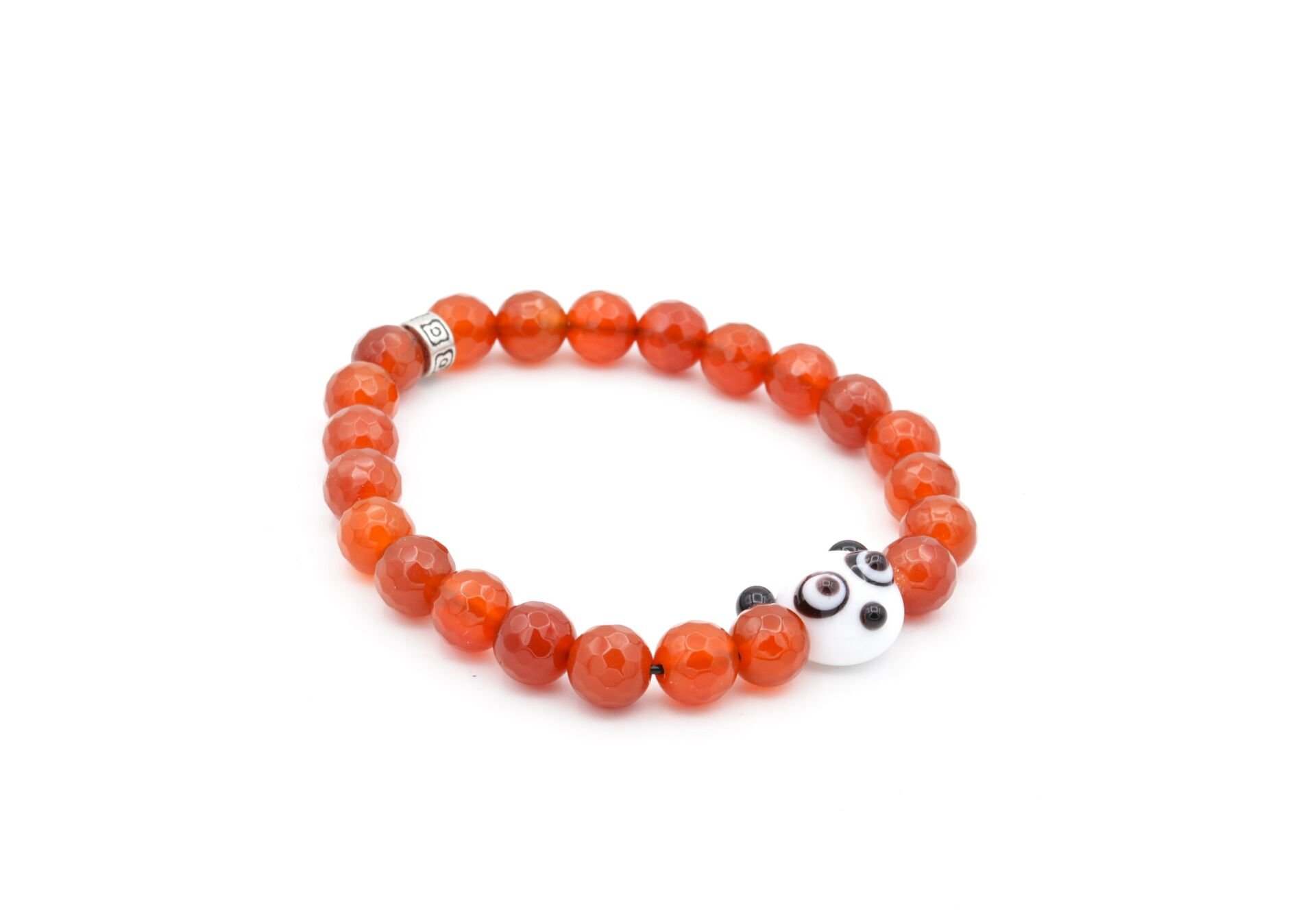 PANDA TASARIM FASET KESİM DOĞAL KIRMIZI AKİK BİLEKLİK 003
