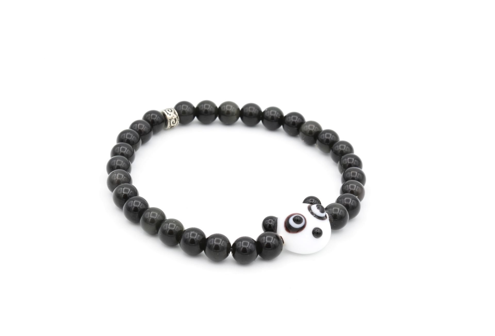 PANDA TASARIM DOĞAL RAİNBOW OBSİDYEN BİLEKLİK 1.KALİTE 6 MM