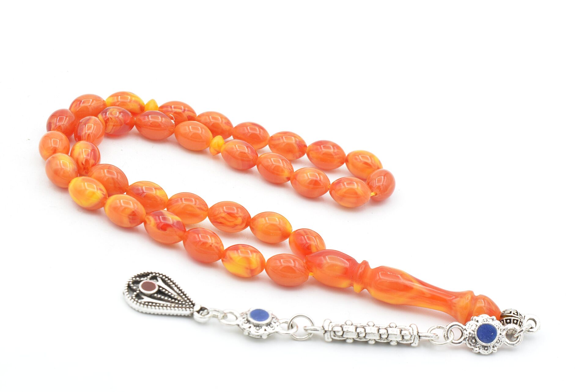 Beyzi Kesim Günlük Boy Sarı Kırmızı Beyrut Kehribar Tesbih