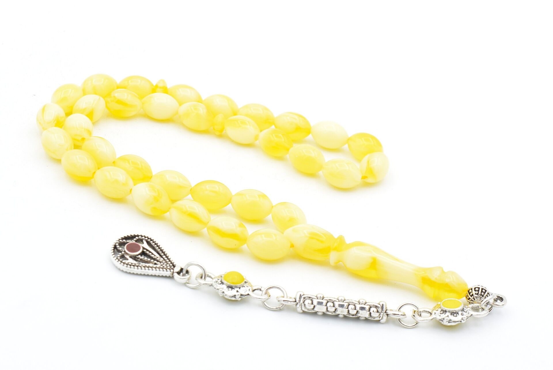 Beyzi Kesim Günlük Boy Sarı Beyaz Beyrut Kehribar Tesbih