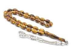 Beyzi Kesim İri Boy Sarı Kahverengi Beyrut Kehribar Tesbih