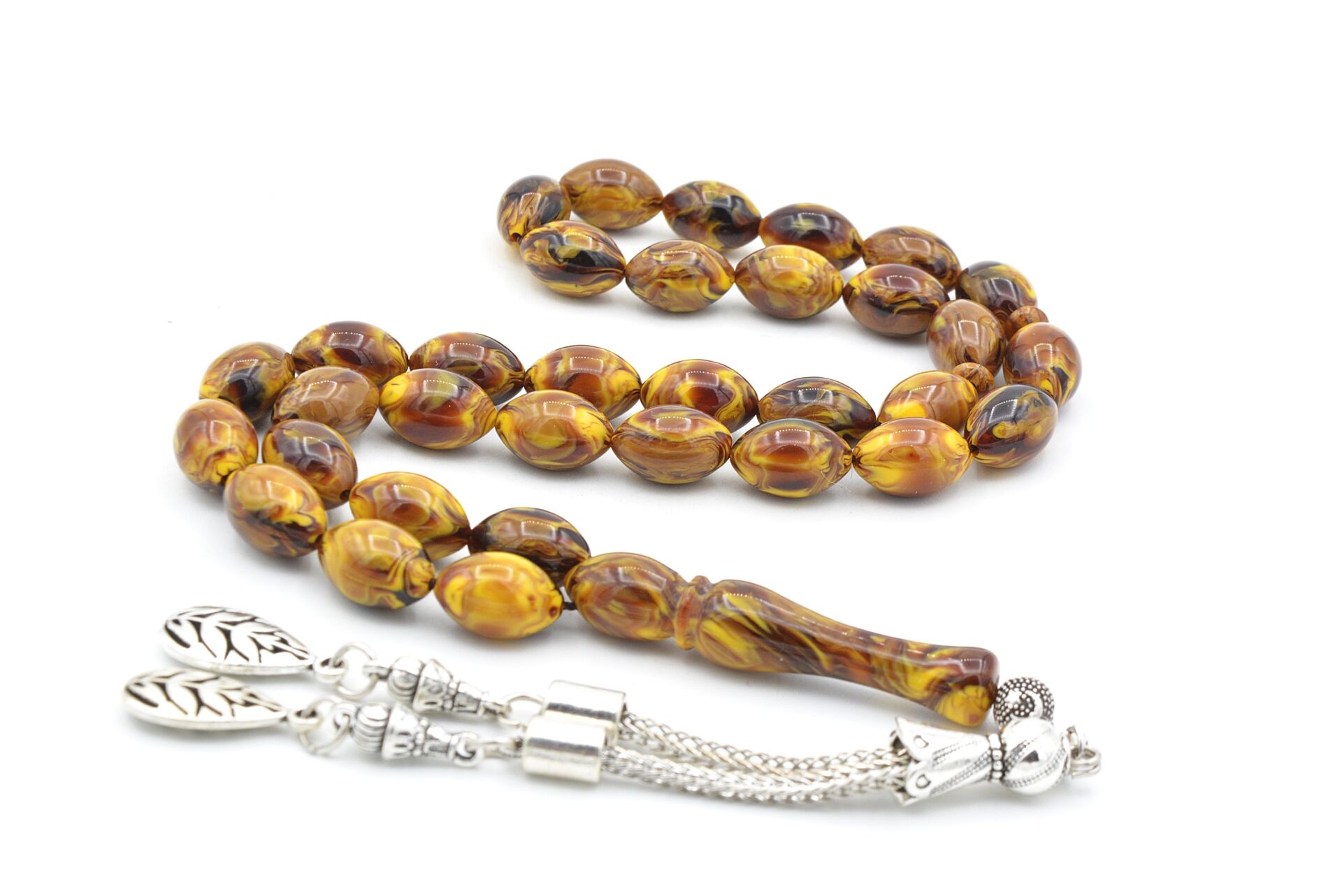 Beyzi Kesim İri Boy Sarı Kahverengi Beyrut Kehribar Tesbih