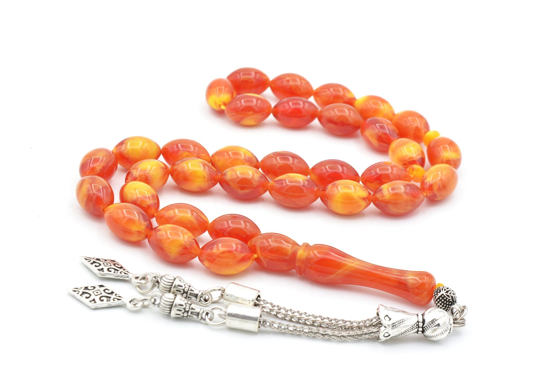 Beyzi Kesim İri Boy Sarı Kırmızı Beyrut Kehribar Tesbih