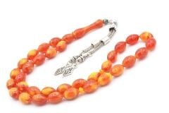 Beyzi Kesim İri Boy Sarı Kırmızı Beyrut Kehribar Tesbih