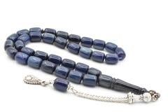 Gümüş Kamçılı Kapsül Kesim Hareli Lacivert Katalin Tesbih