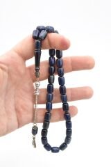 Gümüş Kamçılı Kapsül Kesim Hareli Lacivert Katalin Tesbih