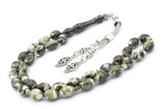 Beyzi Kesim İri Boy Yeşil Beyaz Beyrut Kehribar Tesbih