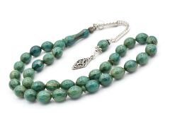 Gümüş Kamçılı Sığırcık Kesim Hareli Turkuaz Katalin Tesbih