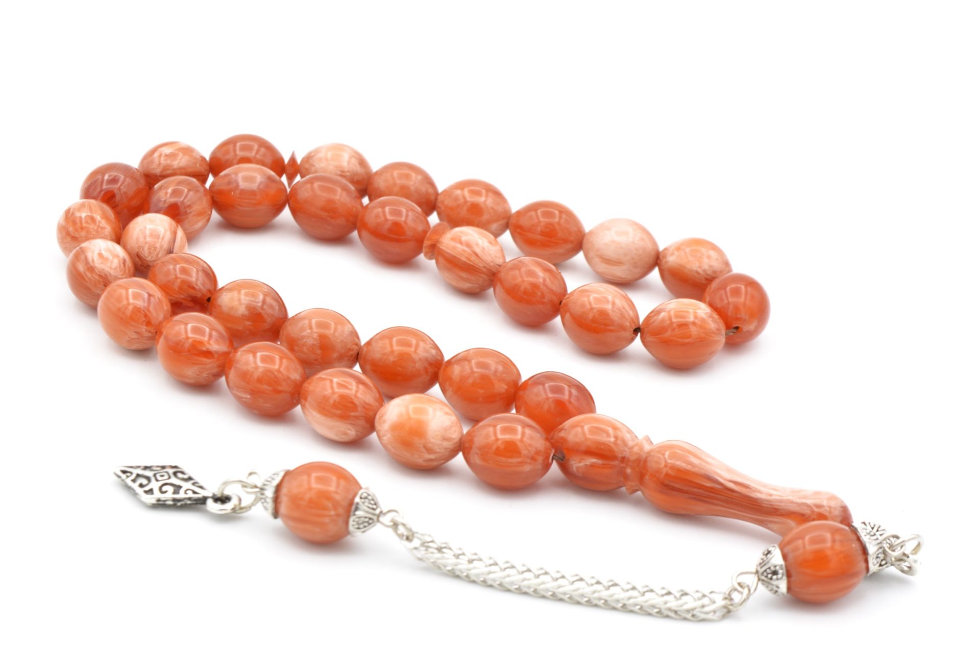 Gümüş Kamçılı Sığırcık Kesim Hareli Kahverengi Katalin Tesbih