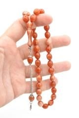 Gümüş Kamçılı Sığırcık Kesim Hareli Kahverengi Katalin Tesbih