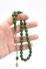 Gümüş Kamçılı Sığırcık Kesim Hareli Yeşil Katalin Tesbih