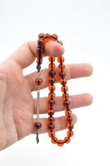 Gümüş Kamçılı Küre Kesim Kahverengi Katalin Tesbih