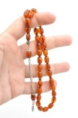 Gümüş Kamçılı Arpa Kesim Hareli Kahverengi Katalin Tesbih