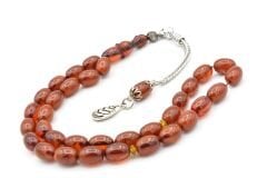 Gümüş Kamçılı Arpa Kesim Hareli Kahverengi Katalin Tesbih