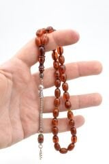 Gümüş Kamçılı Arpa Kesim Hareli Kahverengi Katalin Tesbih