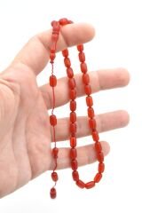 Sistemli Kapsül Kesim Bilek Boy Turuncu Sıkma Kehribar Tesbih 001