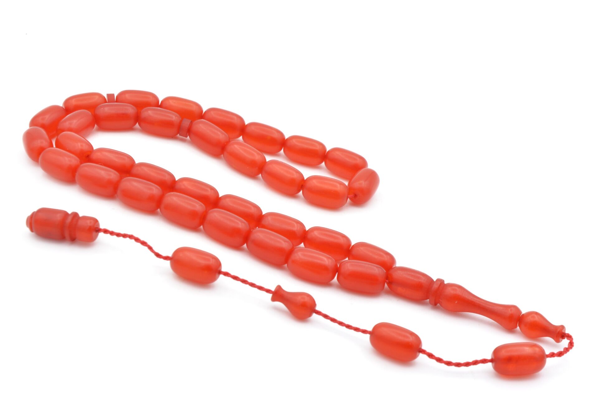 Sistemli Kapsül Kesim Bilek Boy Turuncu Sıkma Kehribar Tesbih 002