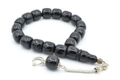 Tilki Kuyruğu Kamçılı Fıçı Kesim Siyah Toz Kehribar Efe Maskot Tesbih