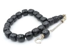 Tilki Kuyruğu Kamçılı Fıçı Kesim Siyah Toz Kehribar Efe Maskot Tesbih