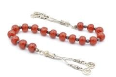 Tekerlek Kesim Turuncu Sıkma Kehribar Zaza Tesbih