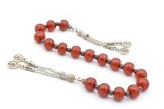 Tekerlek Kesim Turuncu Sıkma Kehribar Zaza Tesbih